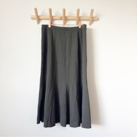 Eileen Fisher Green Wool Blend Skirt - Picture 1 of 11